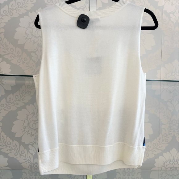 ST. JOHN Black Label Floral Silk Front & Knit Sweater Shell - Picture 5 of 11